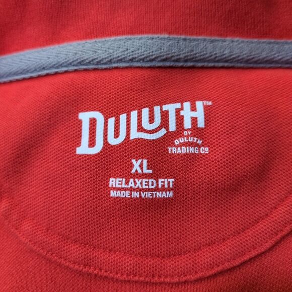 Duluth Trading Mens XL Polo Shirt Short Sleeve Relaxed Fit Red Orange 100%Cotton - Picture 8 of 13